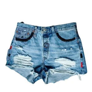 Denim Hand Embroidered Zip Smile Shorts - Levi’s 501