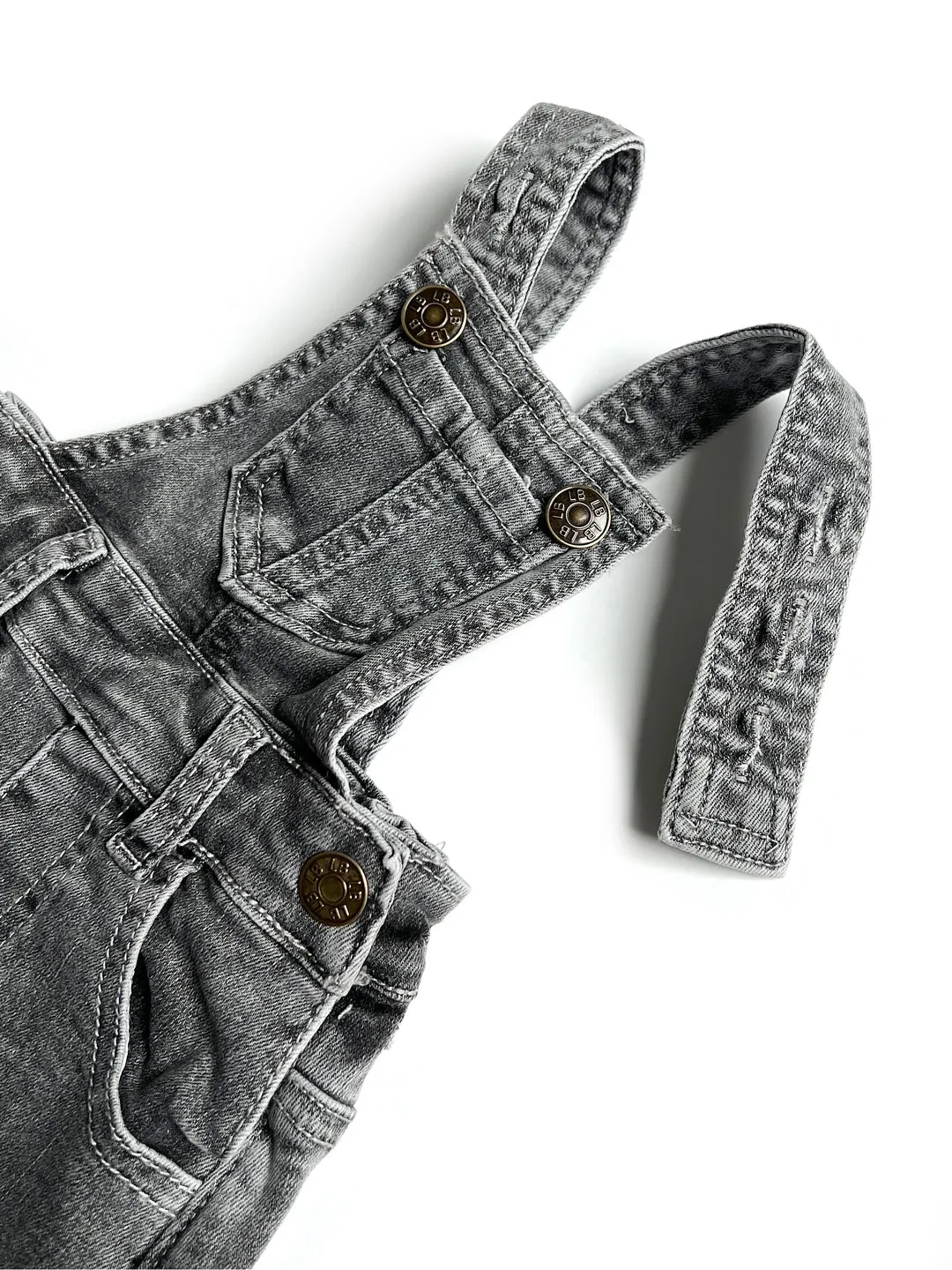 Denim Skirt Overalls- Grey Wash