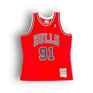 Dennis Rodman 1997-1998 Chicago Bulls Away Mitchell & Ness Swingman Jersey - Red