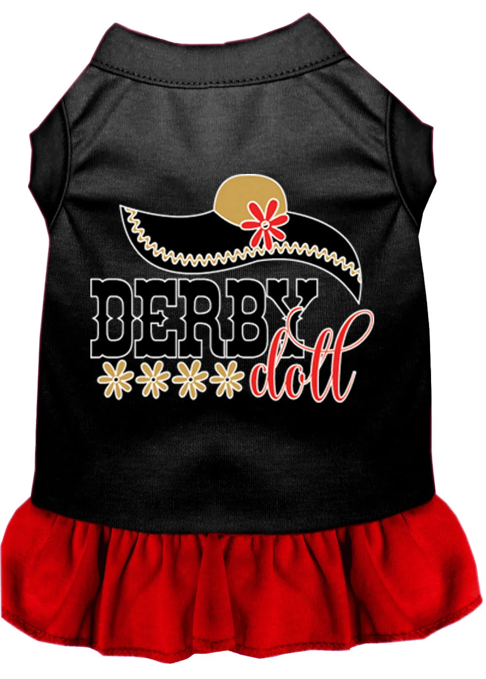 Derby Doll Screen Print Dog Dress Black With Red Xs (8)