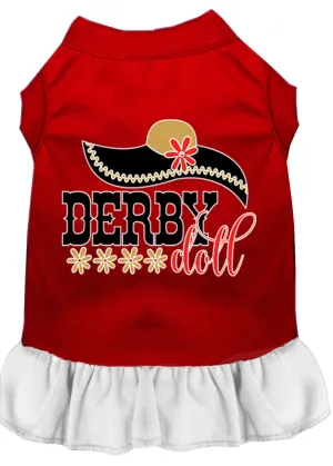 Derby Doll Screen Print Dog Dress Red With White Xxxl (20)