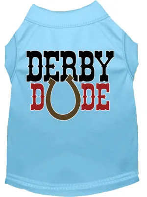 Derby Dude Screen Print Dog Shirt Baby Blue Xxxl