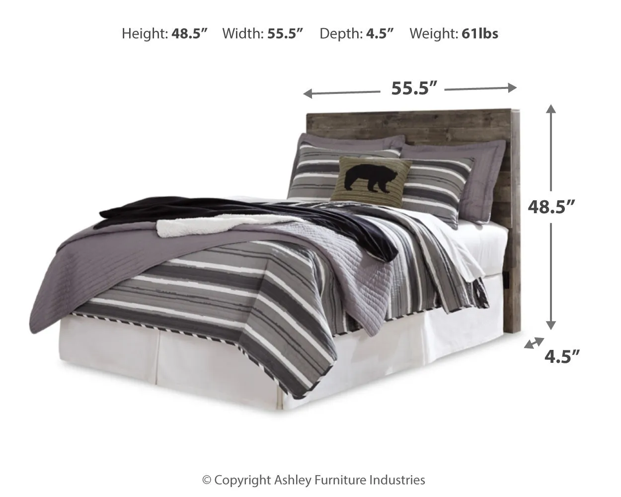 Derekson Full Panel Headboard Bed with Mirrored Dresser and 2 Nightstands