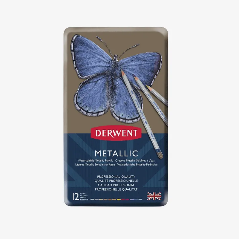 Derwent Metallic Watercolour Pencils Tin Pack Of 12