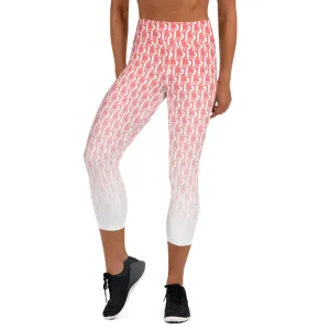 Descendants of the Island Coral and White D Yoga Capri Leggings