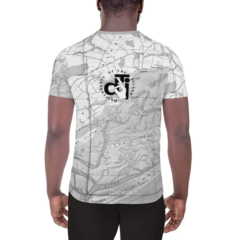 Descendants of the Island JI Map B W Men's Athletic T-shirt