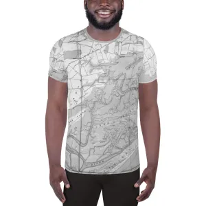 Descendants of the Island JI Map B W Men's Athletic T-shirt