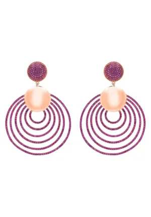 Descending Circles Drop Earrings Rosegold Ruby