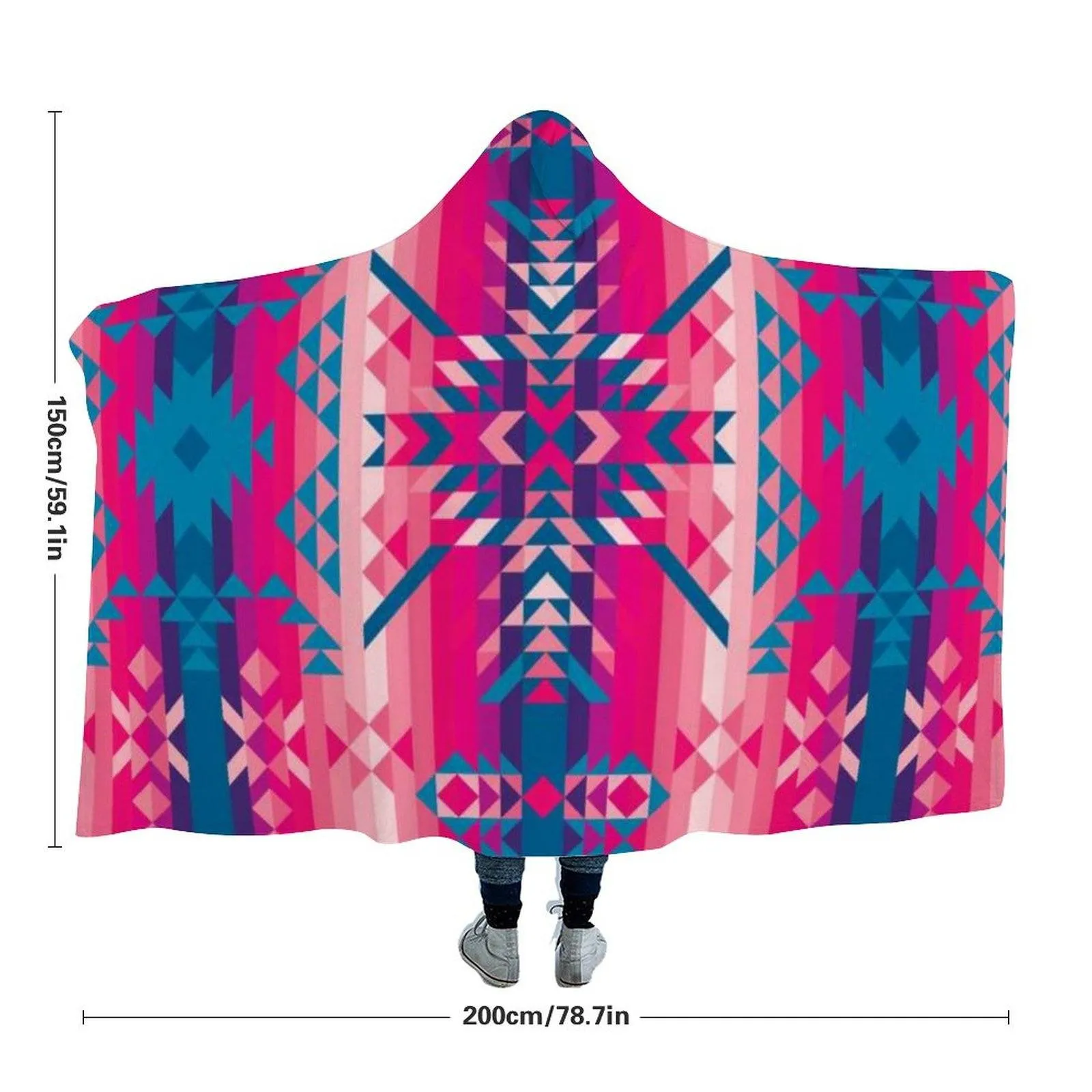 Desert Geo Blue Hooded Blanket