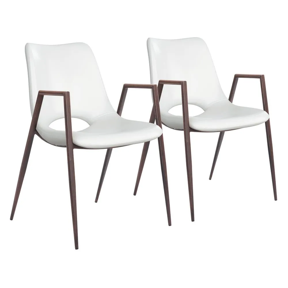 Desi Mid Century Modern White Dining Chair (Set of 2)