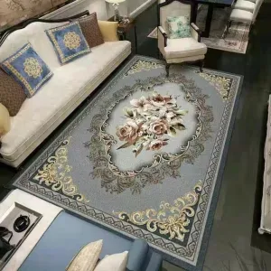 Desighner Royal Gray and Gold Luxury Non-Slip  Rug Carpet