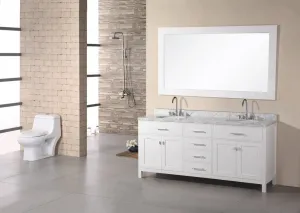 DESIGN ELEMENT London 72" Double Sink Vanity Set in Pearl White Finish