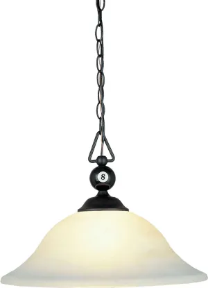 Designer Classics 1 Light Pendant In Matte Black and White Faux Alabaster Glass