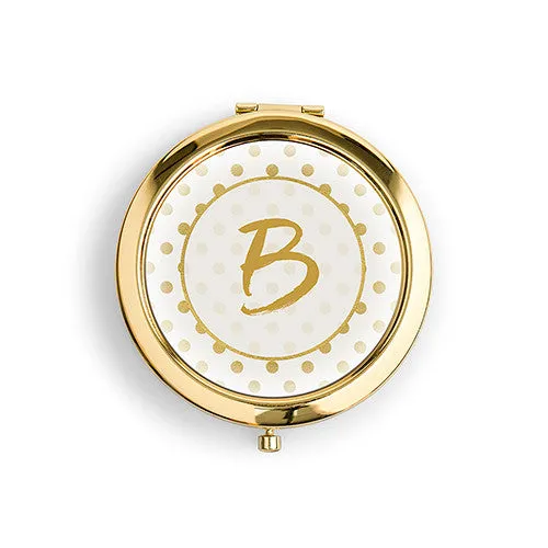 Designer Compact Mirror - Polka Dot Print Gold Gold