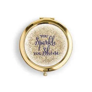 Designer Compact Mirror - Sparkle Shine Print Rose Gold Gold