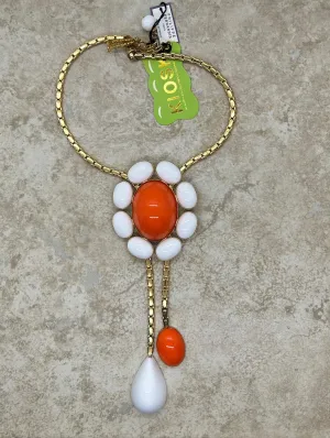 Designer Philipe Ferrandis Orange and White Statement Necklace