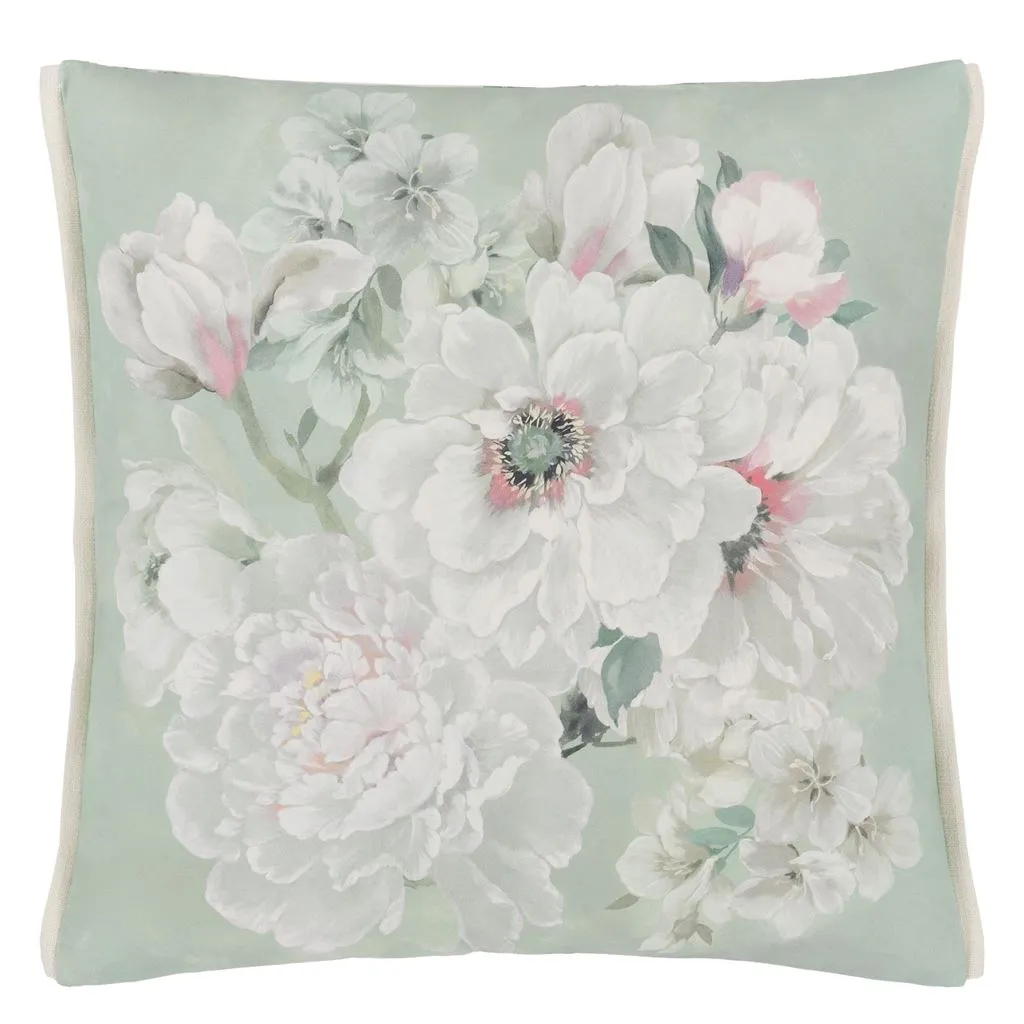 Designers Guild Fleur Blanche Eau De Nil Cotton Decorative Pillow