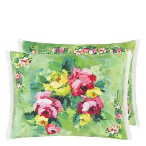 Designers Guild Ghirlanda Emerald Linen Decorative Pillow