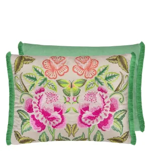 Designers Guild Isabella Embroidered Fuchsia Linen Decorative Pillow