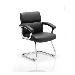 Desire Medium Back Leather Cantilever Visitor Chair with Arms - Soft Bonded Leather, Chrome Frame, 115kg Capacity, 8hr Usage, 2yr Guarantee