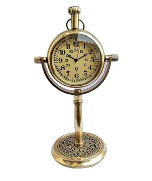 Desk Clock Table Clock with Brass Antique Vintage Nautical Brass Stand Clock Table Desk Clock with Bold Numbers Vintage Office Table Decor Clock