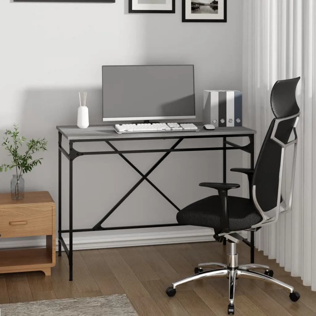 Desk Grey Sonoma 100x50x75 cm Engineered Wood and Iron