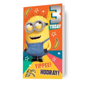 Despicable Me Minions Age 3 Birthday Card