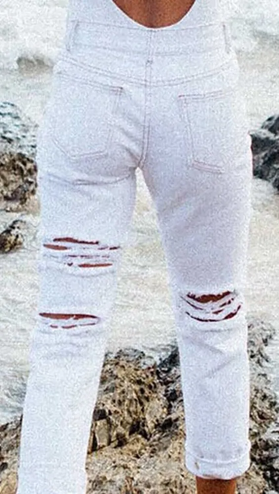 Destroyed Boyfriend Jean White Denim