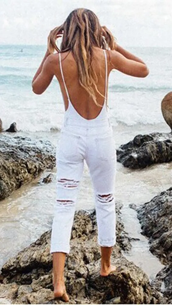 Destroyed Boyfriend Jean White Denim