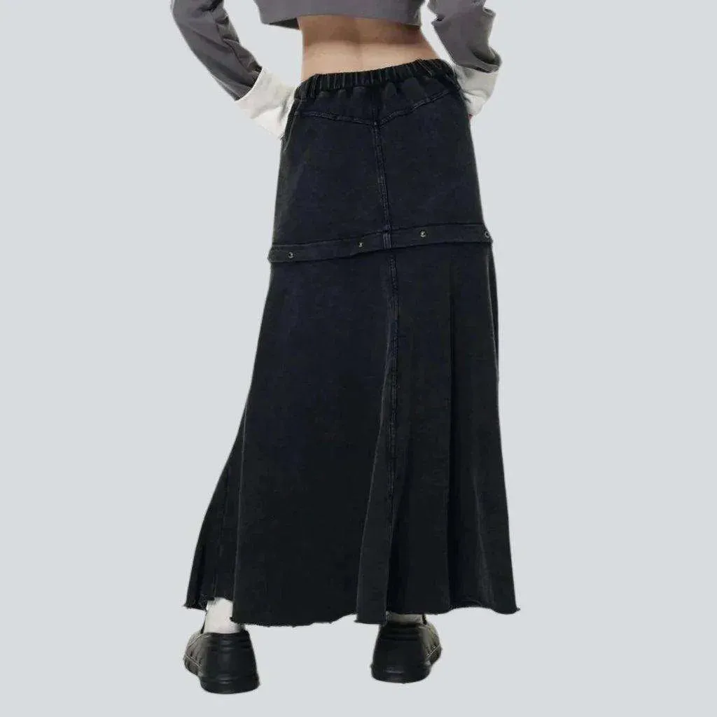 Detachable denim skirt with drawstrings