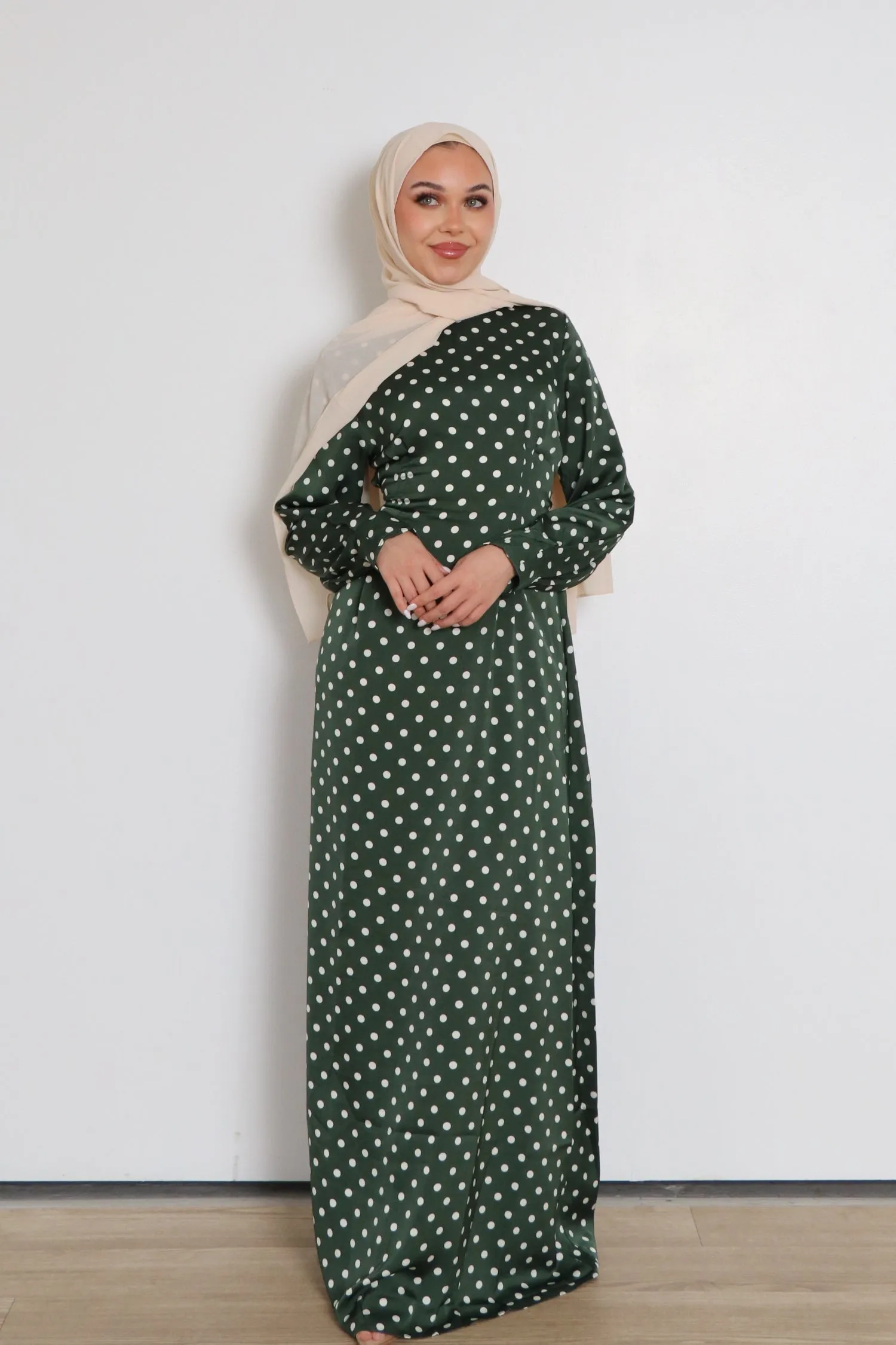 Devina Satin Floral Dress- Emerald Green