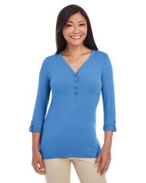 Devon & Jones Ladies' Perfect Fit™ Y-Placket Convertible Sleeve Knit Top