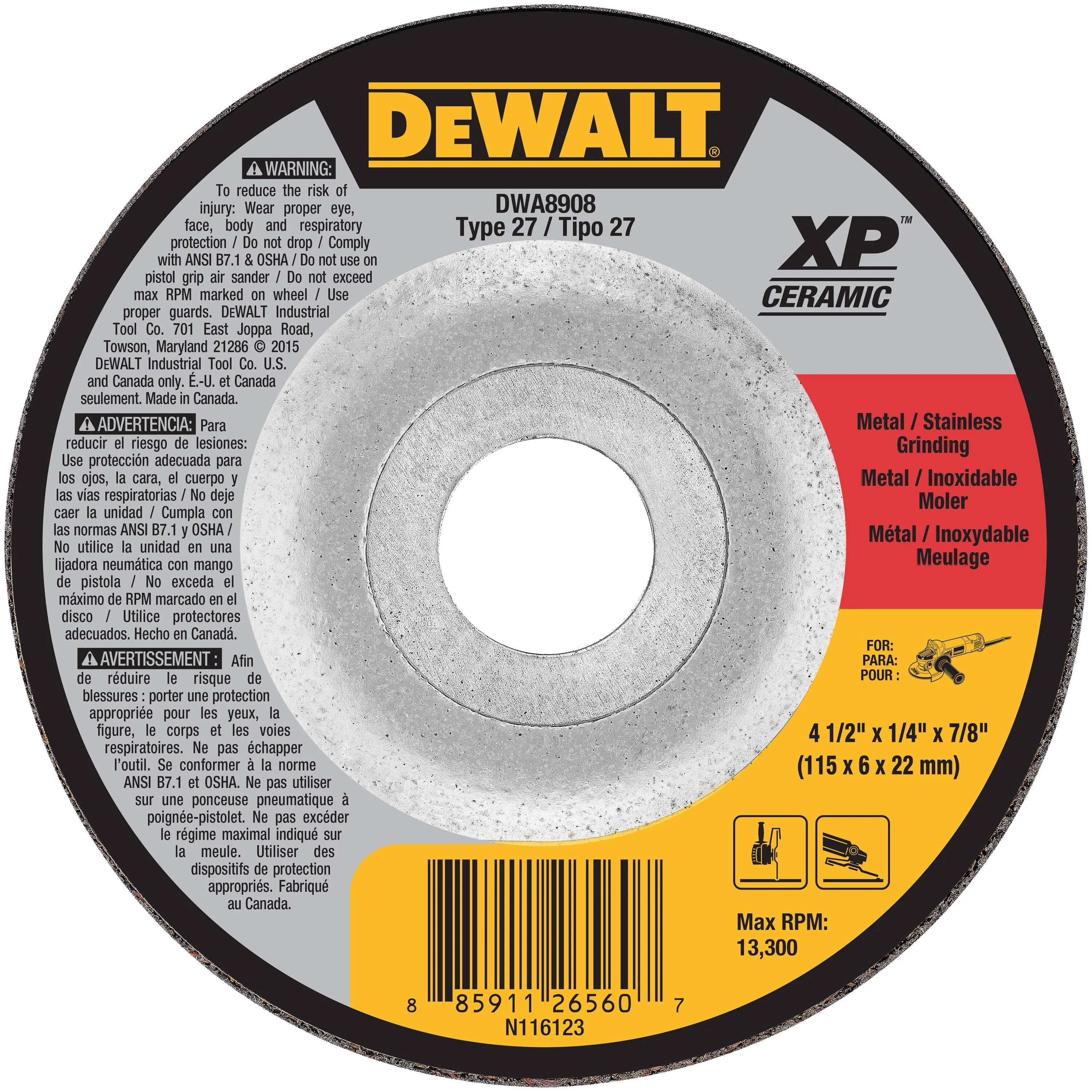 Dewalt Metal/Stainless Grinding Disc