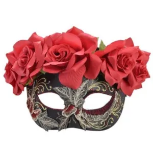 Dia Eye Mask with Red Flowers