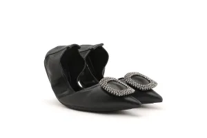 Diamante Buckles Foldable Flats