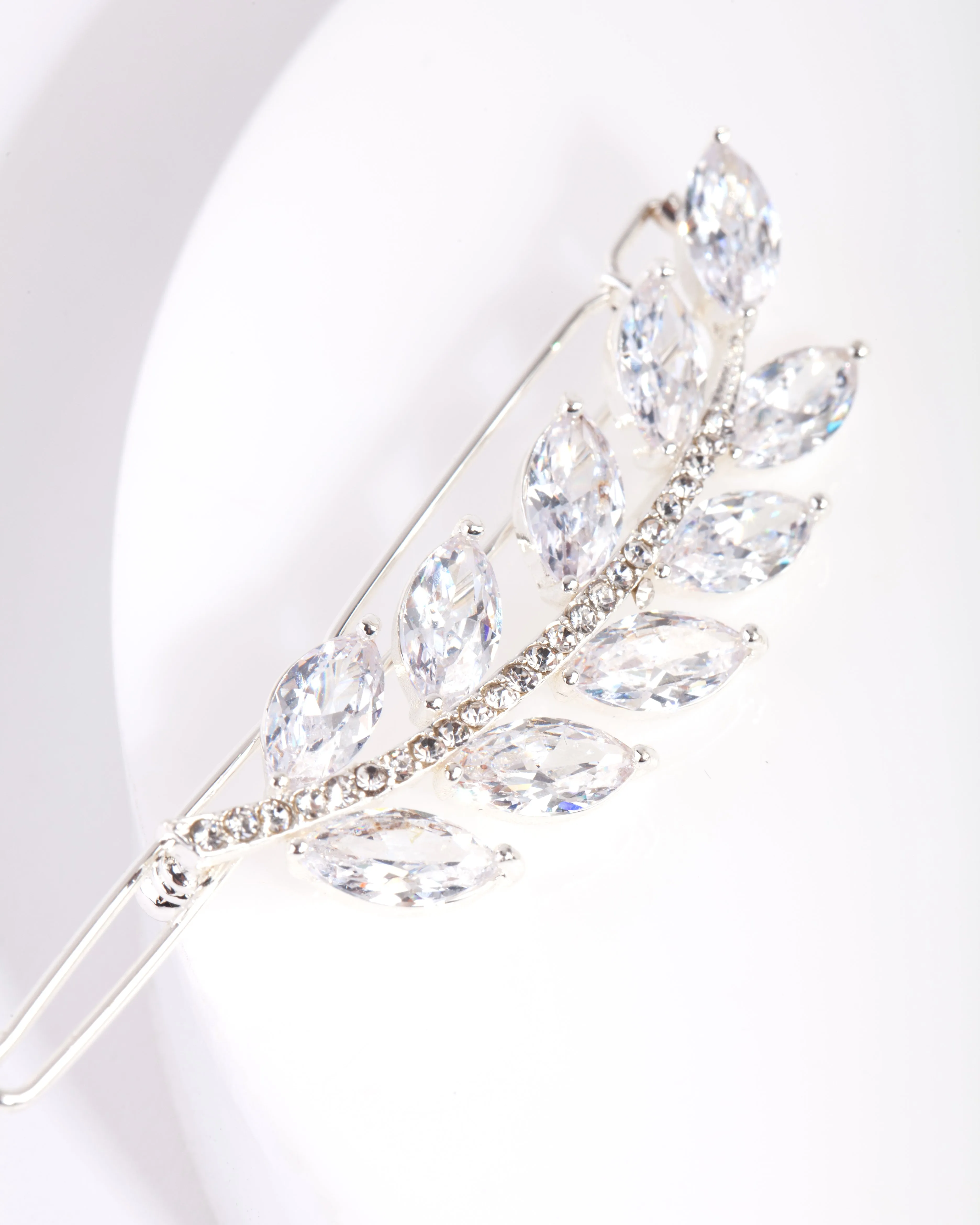 Diamante Cubic Zirconia Leaf Clip