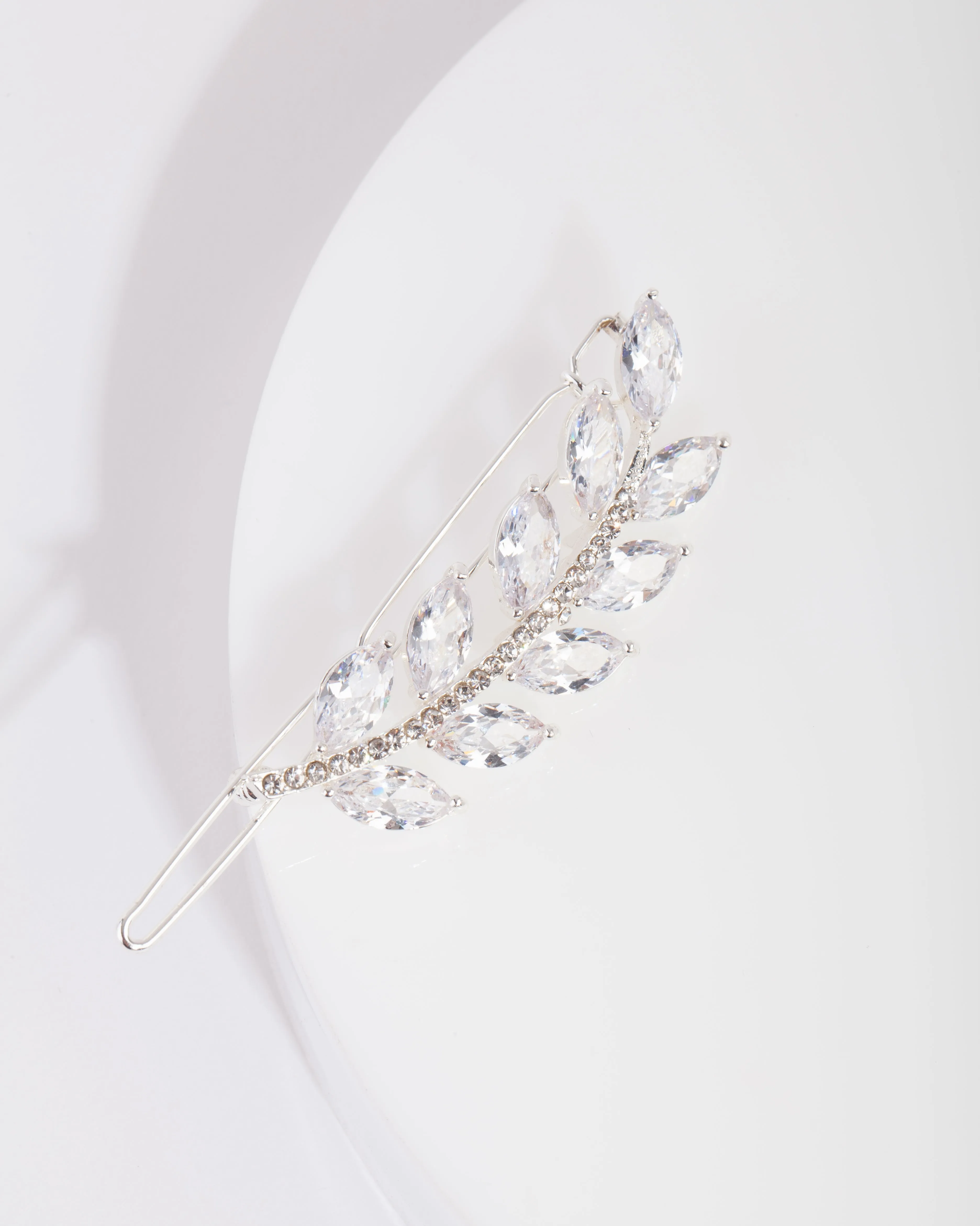 Diamante Cubic Zirconia Leaf Clip