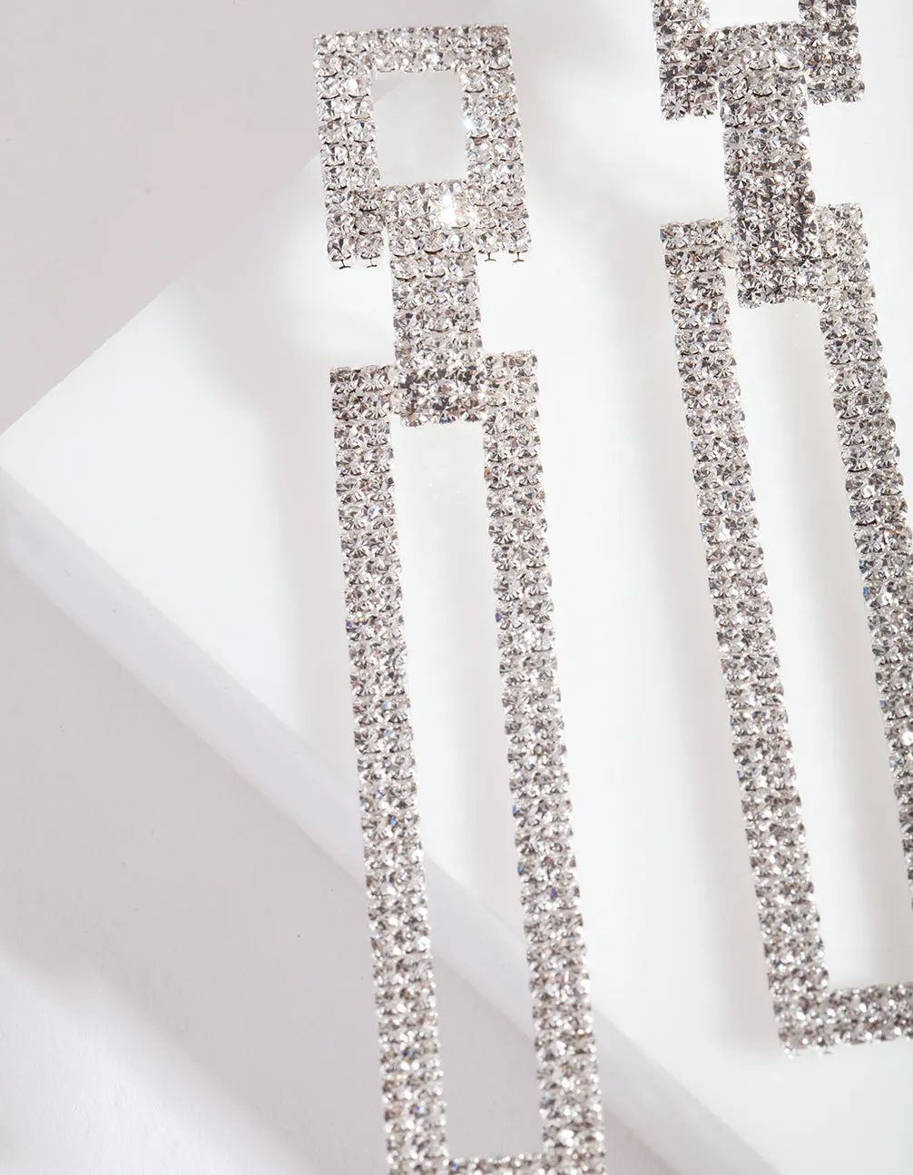 Diamante Rectangle Drop Earrings