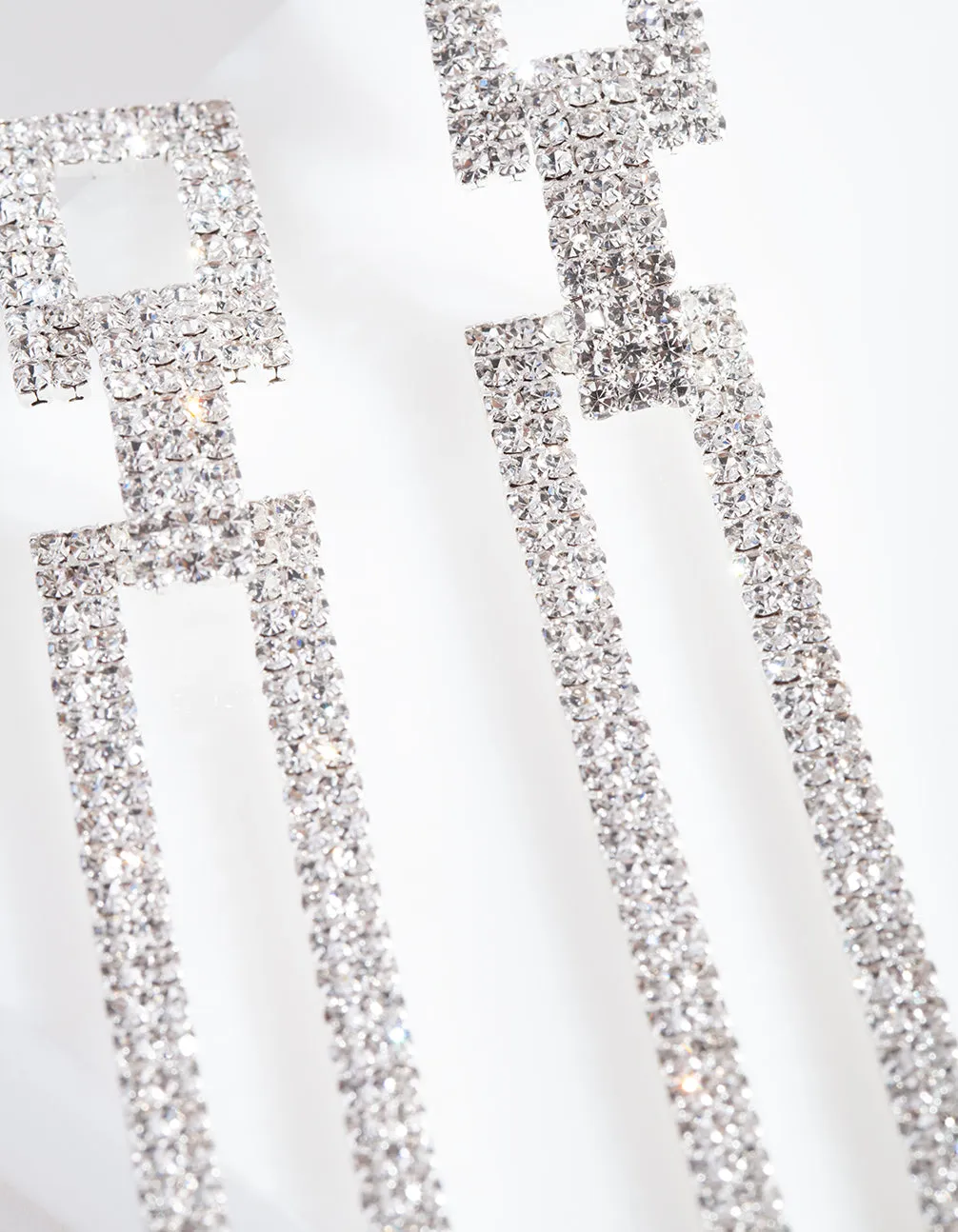 Diamante Rectangle Drop Earrings