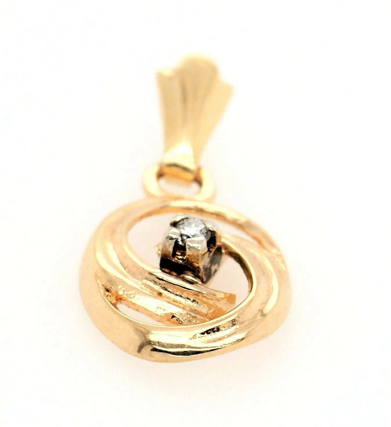 Diamond 9ct Yellow Gold Swirl Pendant