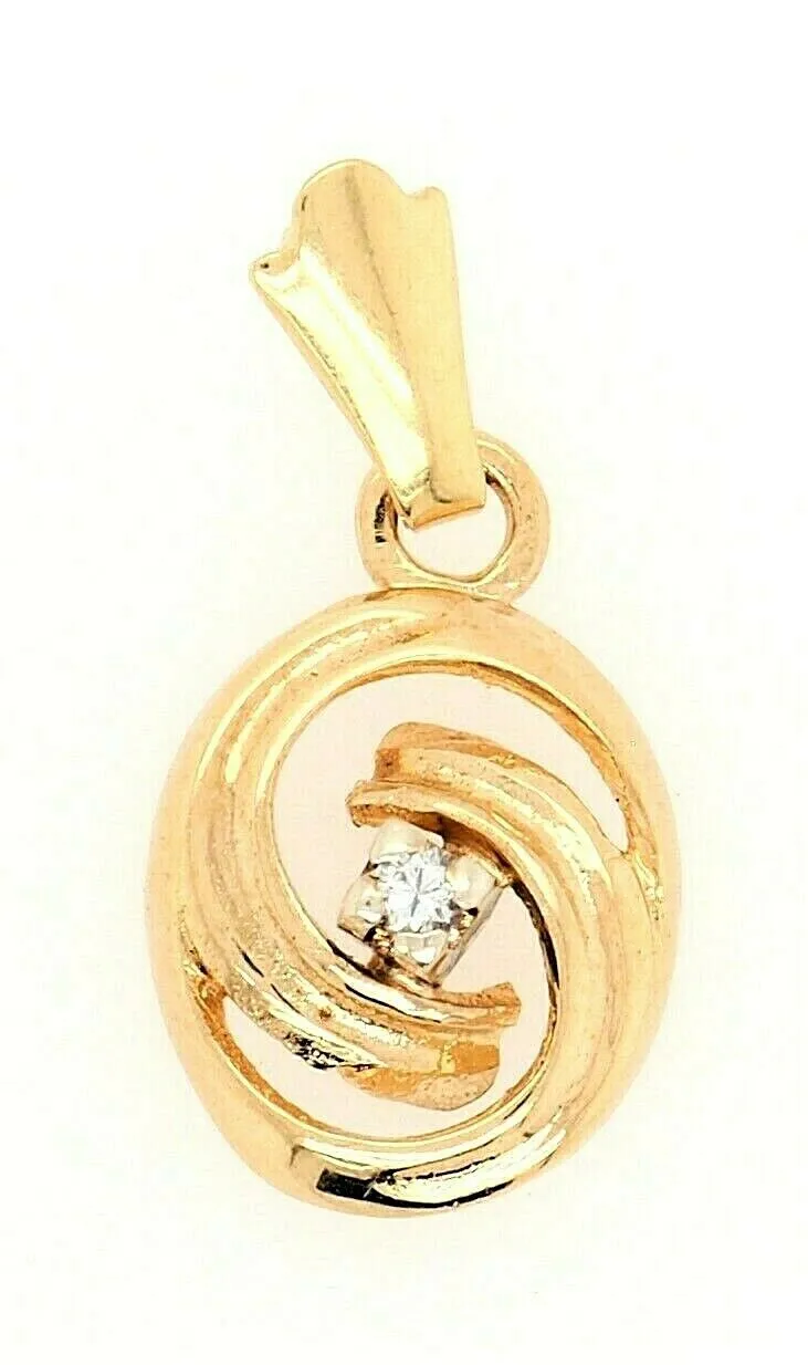 Diamond 9ct Yellow Gold Swirl Pendant