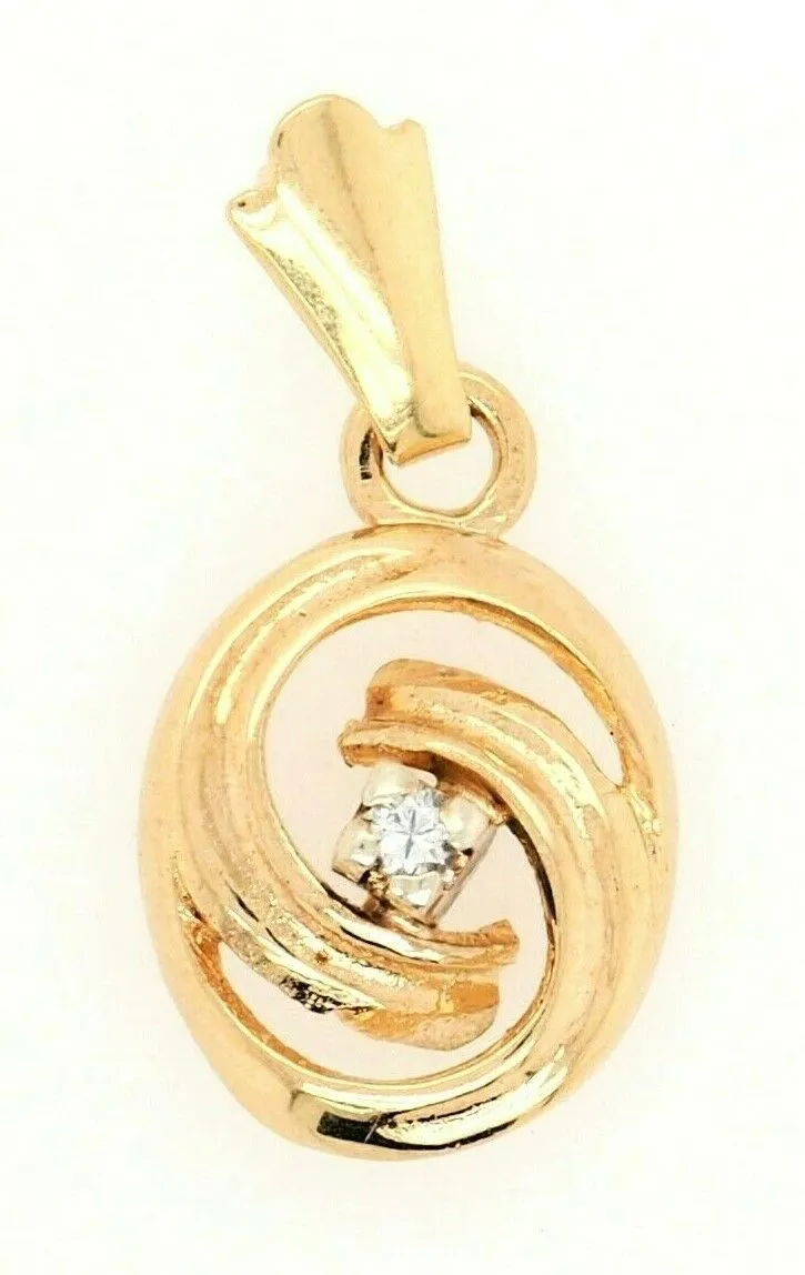 Diamond 9ct Yellow Gold Swirl Pendant