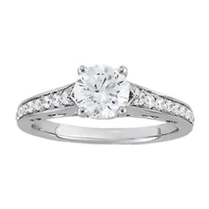 Diamond Accented Moissanite Center Engagement Ring - Fina