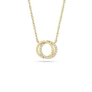 Diamond & Gold Interlocking Circles Pendant