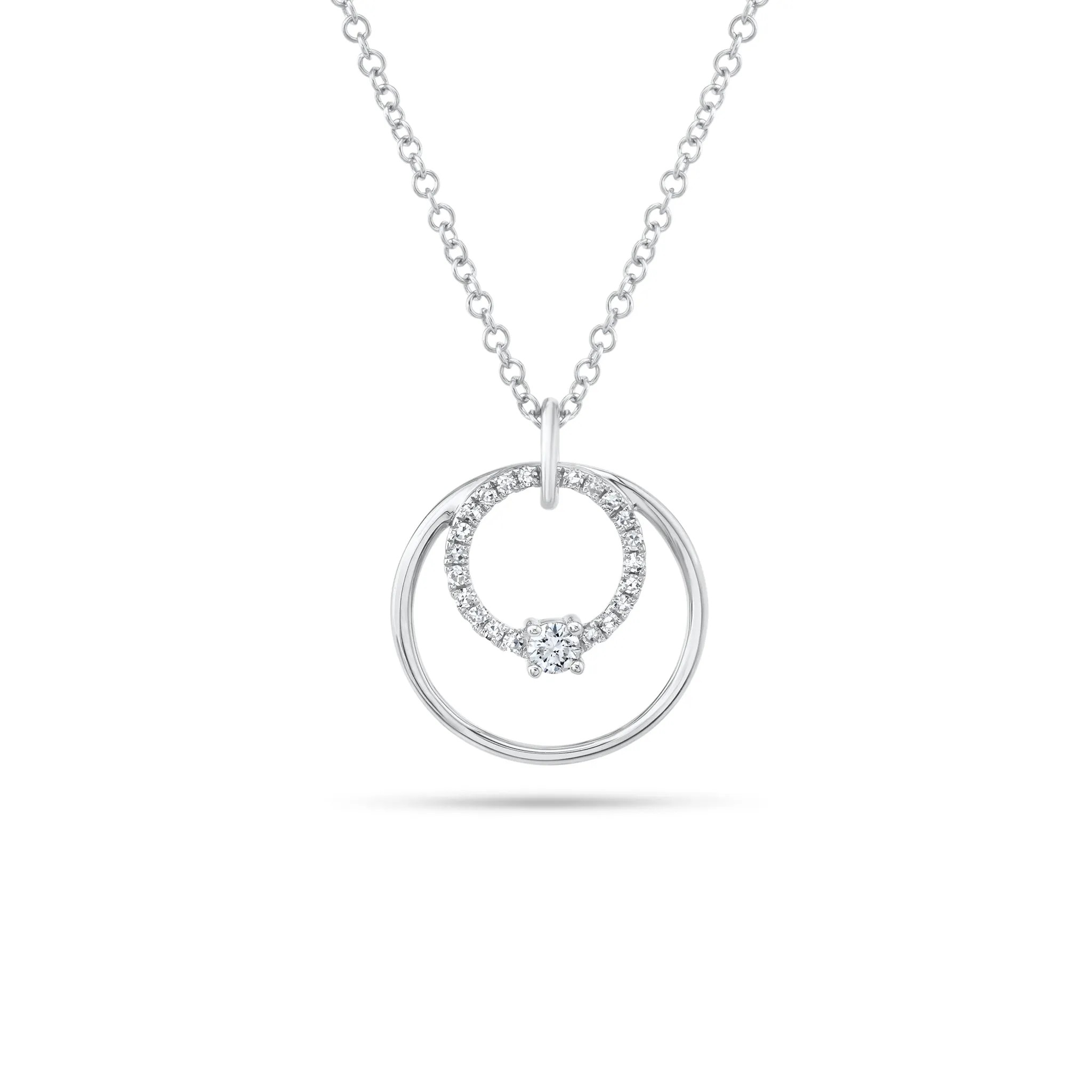 Diamond & Gold Open Circle Pendant