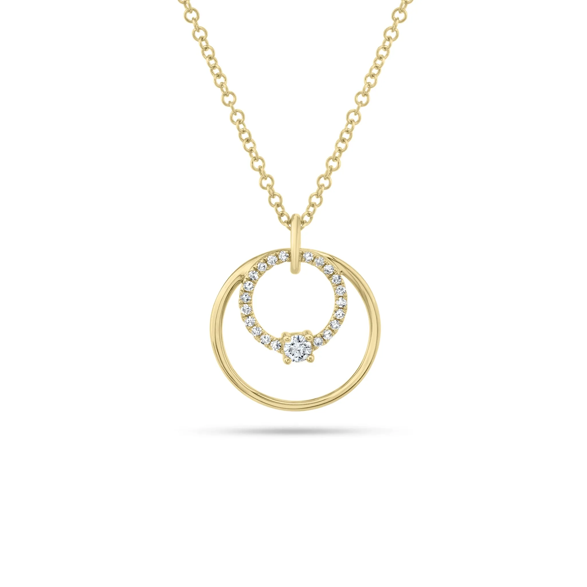 Diamond & Gold Open Circle Pendant