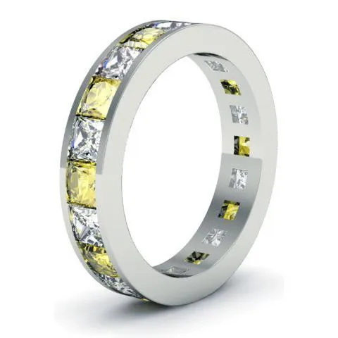 Diamond and Yellow Sapphire Eternity Wedding Band