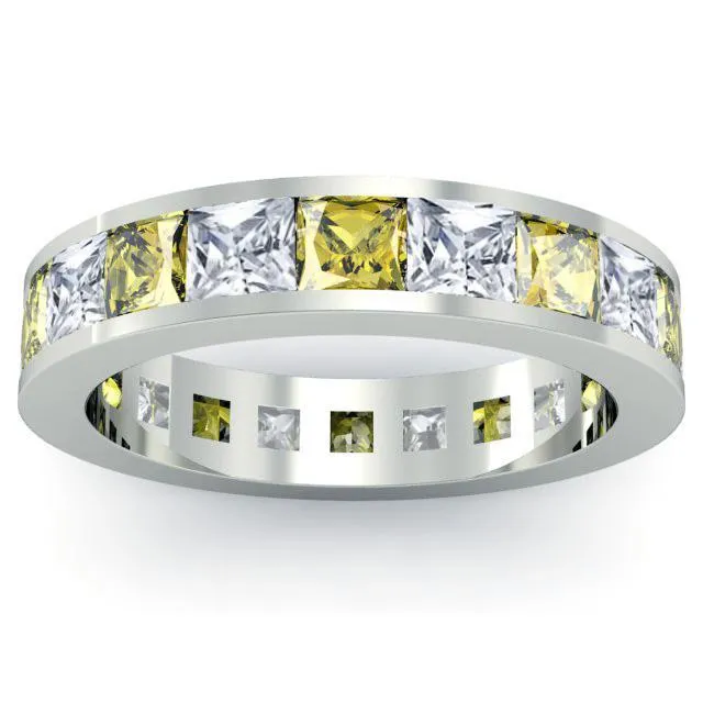 Diamond and Yellow Sapphire Eternity Wedding Band