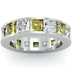 Diamond and Yellow Sapphire Gemstone Eternity Band