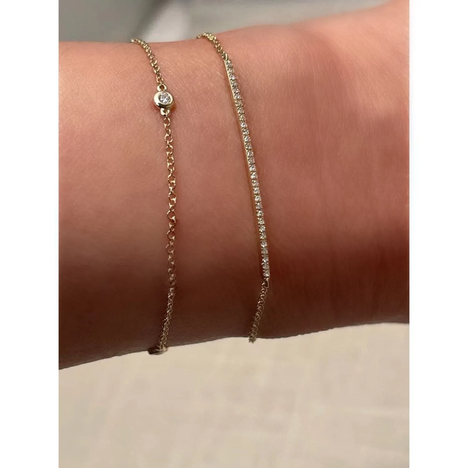 Diamond Bezel Charm Link Bracelet